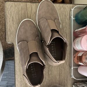 Journee Collection Taupe Perforated Slip-On Loafers